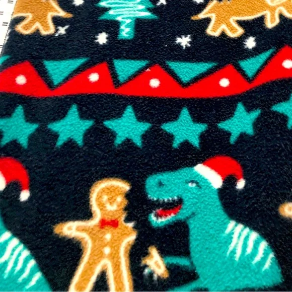 🍕Cat & Jack Christmas Dino🦖 Pajamas One Piece Sz: Small Gingerbread Man Pizza - Picture 8 of 9